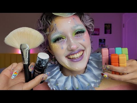 ASMR Friend Does Your Clowncore Makeup 🎪 (personal attention, pampering, layered sounds, sleep aid)