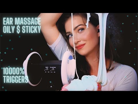 ASMR👂Soft Whispers with Oily Ear Massage & Sticky Slime For Optimal Ear melting and ✨ tingles Sleep