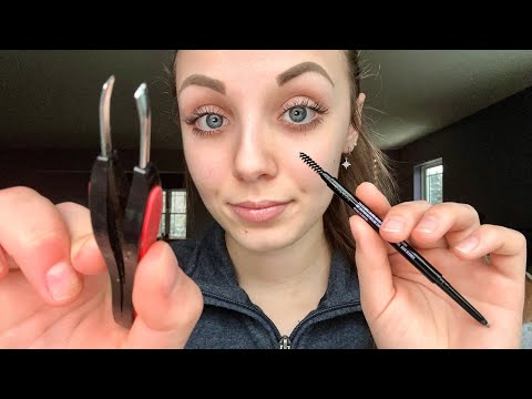 ASMR || Doing Your Eyebrows! ❤️ (Nibbling, Plucking, Shaping)