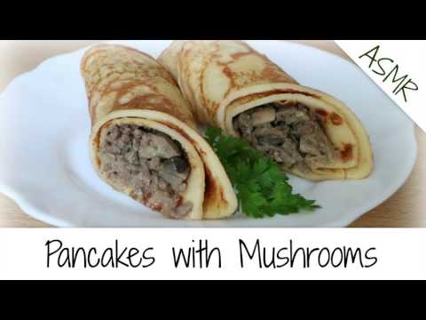 ASMR Pancakes with Mushrooms Eating l Close Up Mouth Sounds