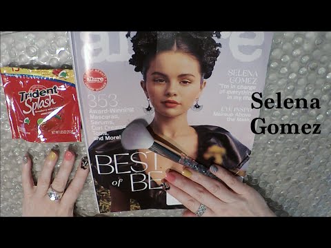 ASMR Gum Chewing Magazine Flip Through | Selena Gomez | Tingly Close Whisper