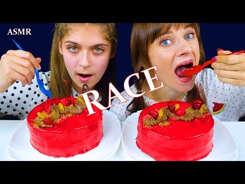 ASMR BIG CHOCOLATE CAKE RACE EATING | LiLiBu ASMR