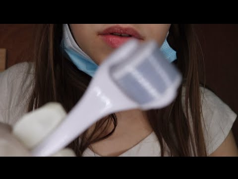 ASMR face exam and skin assessment micro needling face touching ft. Popping acne with fingers