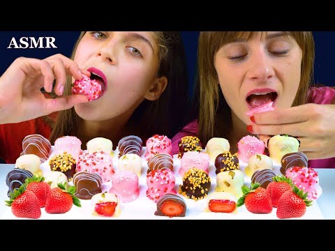 ASMR Chocolate Covered STRAWBERRY EATING SOUNDS MUKBANG No Talking | LiLiBu ASMR