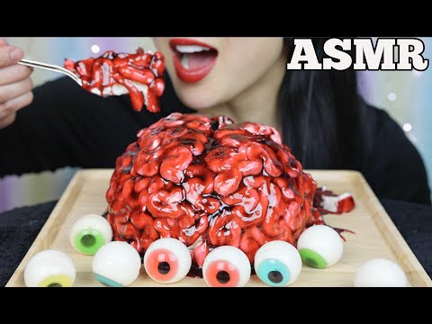 ASMR MYSTERY BRAIN CAKE + EYEBALL JELLY *HALLOWEEN EDITION (EATING SOUNDS) NO TALKING | SAS-ASMR