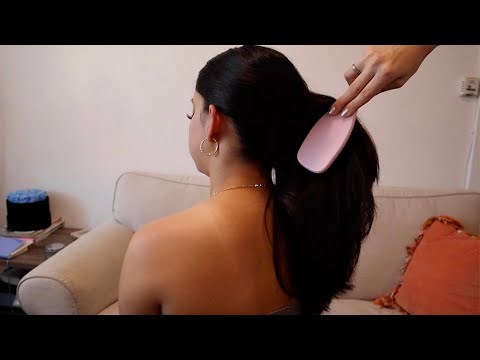 ASMR | Relaxing treatment on Paulina (hair brushing, braiding, back tracing, whisper)