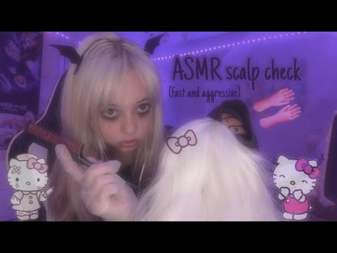 ASMR scalp check!💆🏼‍♀️ (fast and aggressive hair play + mouth sounds)