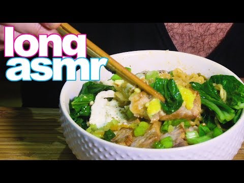 Long ASMR *1 Hour* Eggy Pork Chop Noodles ( Soft Slurping Eating Sounds) | Nomnomsammieboy