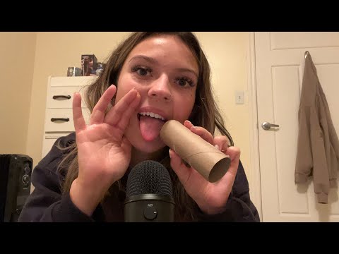ASMR| UNIQUE MOUTH SOUNDS THROUGH PAPER TUBE/ LOTION APPLICATION AND MIC SCRATCHING