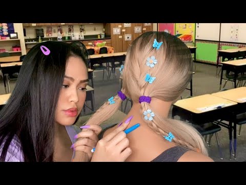 ASMR Mean Girl in Middle/ Grade School Plays With Your Hair 💤+ Back Scratch & Tracing RP |light gum