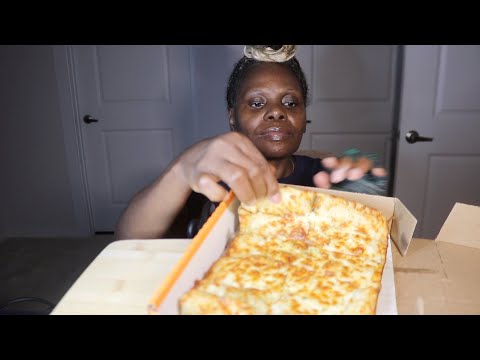 LITTLE CEASAR CHEESE BREAD WITH  BUFFALO RANCH SAUCE YELLOW PEPPERS & HONEY ASMR EATING SOUNDS