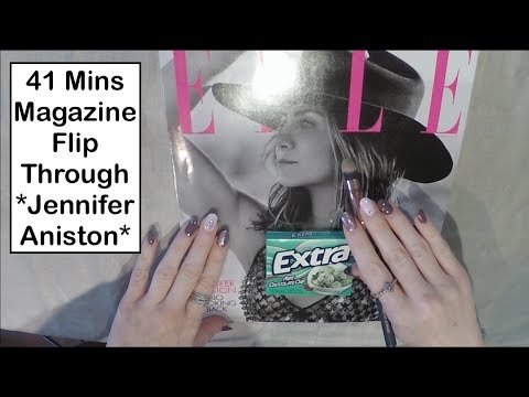 ASMR Magazine Flip Through. Gum Chewing 41 MIN. Jennifer Aniston. Whisper, Tracing & Brush.