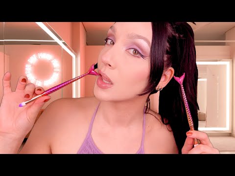 ASMR - Close Up Mouth Sounds | Teeth Tapping Sounds | Mermaid Unicorn Brush