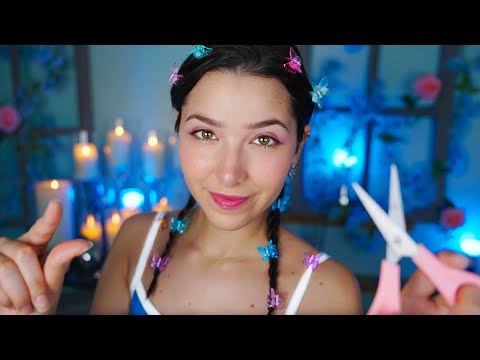 4K ASMR: Snipping Away Your Worries (with Face Brushing, Hand movements)