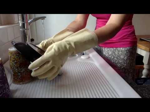 ASMR Mummy Washes Up Wearing New Cream Coloured Spontex Rubber Gloves
