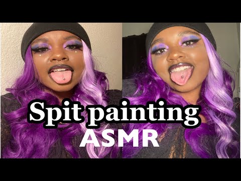 ASMR Spit Painting Close Up & Personal 👅💦💜