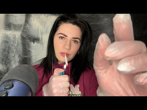 ASMR | Crinkly Latex Gloves Hand Movements & Smoking