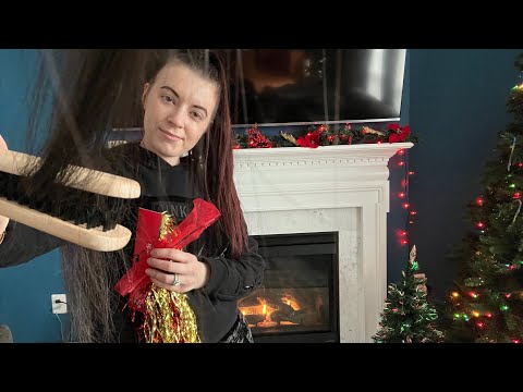 ASMR Xmas Role Play Pt 6: Styling Your Hair For The Christmas Party (real hair sounds)