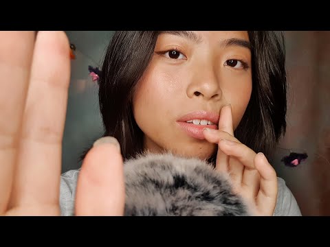 ASMR Sleepy Whispers To Help You Relax (Trigger Words, Hand Movements, Fluffy Mic Touching)