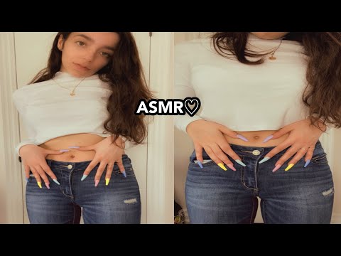 ASMR | SCRATCHING MY DENIM JEANS WITH MY EXTREMELY LONG RAINBOW NAILS *tingles for ears* RELAXATION🤎