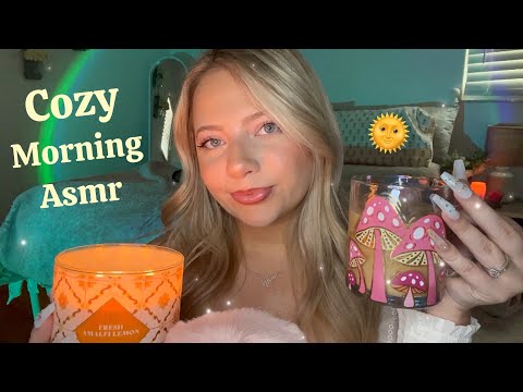 Morning Asmr to Help You Gentle Wake Up 🌞 Iced Coffee, Postive Affirmations, Skincare, Candle 🕯️