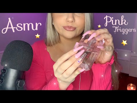 ASMR Tapping & Scratching on Pink Items 💕 (Long Nails)