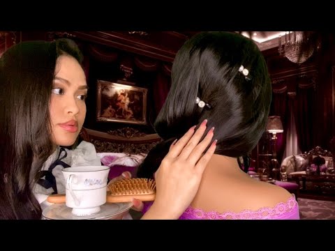 ASMR Your Maid Pampers U 😴 (You’re Royalty) Scalp + Back Scratch, Hair Play RP, layered, light gum