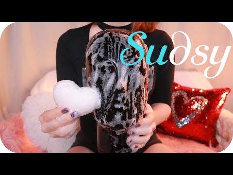 ASMR 🛀 Sudsy Face Cleaning + Soapy Ear Massage + Konjac Sponge For Relaxation (no talking)