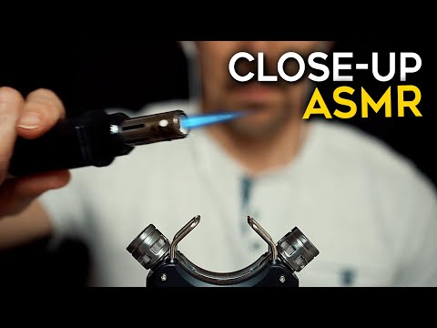 ASMR Close-up Tapping, Brushing, Mouth Sounds, Crinkly Plastic, Metal, Cups, Glass
