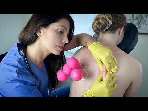 ASMR Chiropractic Adjustment (Cupping, Neck, Shoulder Realignment) Skin Cracking & Oil Massage
