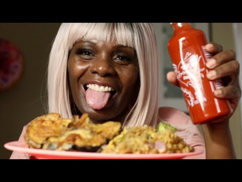 Sriracha Egg Plant Re-Fried Rice ASMR Eating Dinner | Be Careful With Your Heart