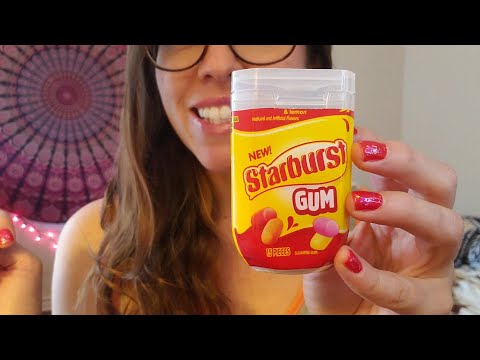 ASMR - Starburst gum chewing, mouth sounds, soft talking😋