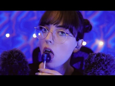 ASMR lollipop sounds & inaudible whispers with heavy delay