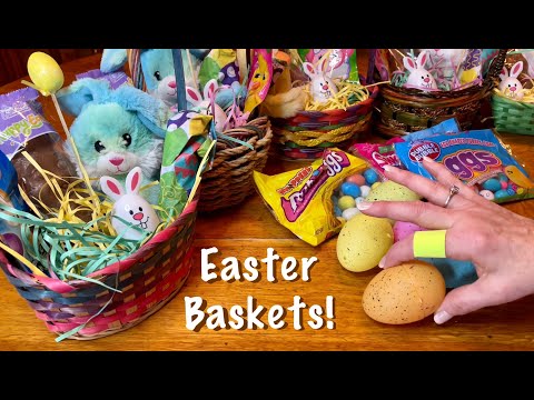ASMR Easter Baskets! (No talking) How to assemble & wrap Easter baskets/Plastic crinkles galore!
