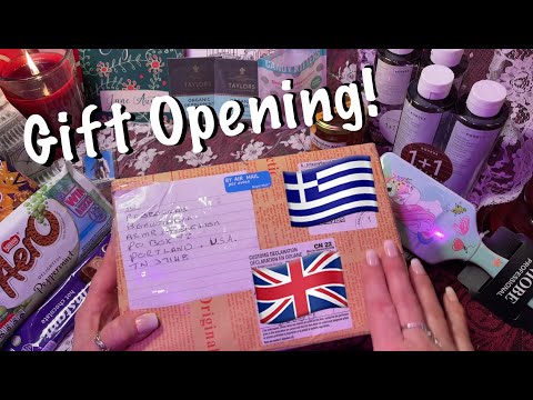 ASMR Opening Gifts! (Soft Spoken only) Wonderful package & paper sounds from UK & Greece! Woo hoo!