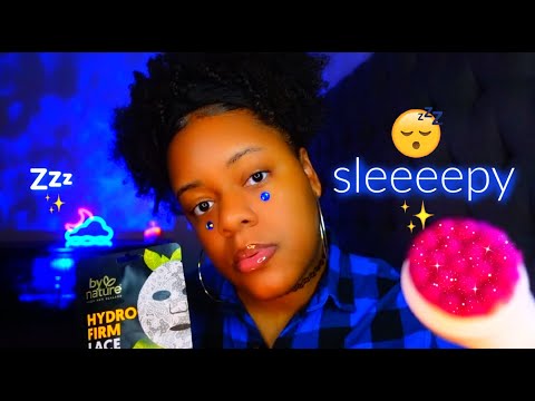 ASMR ✨ a sleepy face mask before bed 😴✨(sleepy layered attention & massage 🌙💤)