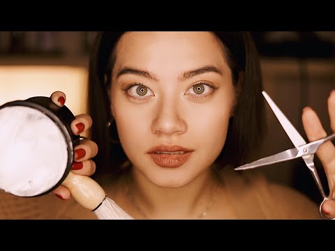 [ASMR] Relaxing Barber Shop| Haircut and Beard| Personal Attention| Scissors, Shaving| Roleplay