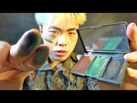 I'll camouflage you 👀 Realistic ASMR Makeup: Korean Army Edition • Roleplay