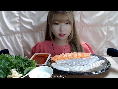 ASMR 광어회,우럭회,연어회 먹방 SASHIMI EATING SOUNDS MUKBANG KOREAN