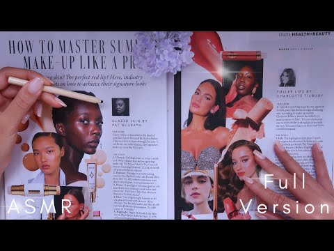 ASMR FULL VERSION Magazine Beauty Look Through 💄Makeup, Whispers, Tracing, Page Flicking & Reading