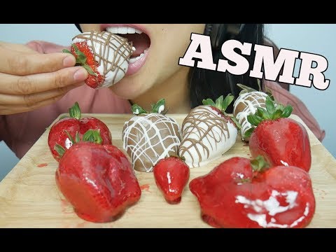 ASMR Chocolate Covered + Candied STRAWBERRY *Tanghulu (EATING SOUNDS) No Talking | SAS-ASMR
