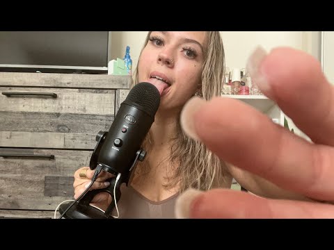 ASMR| Up Close Eating my Blue Yeti + Covering your eyes/ tapping on random items, hand movements