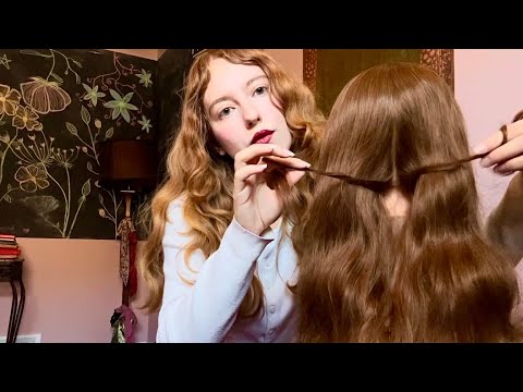 Girl in elementary plays with your hair ✨ASMR (ultimate hair parting & hair playing video)