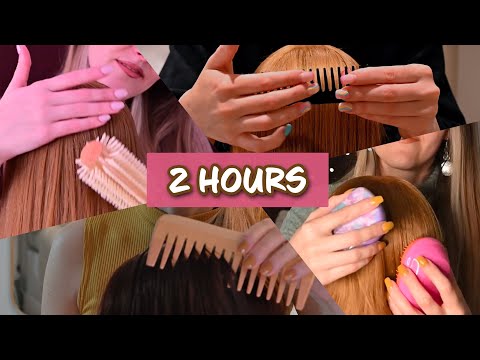 ASMR 2 Hours Hair Brushing (Hair play, Hair brushing Compilation)