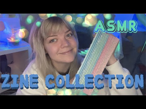 relaxing book asmr 📚~ zine collection 💙 tapping, page turning (printmaking art show & tell)