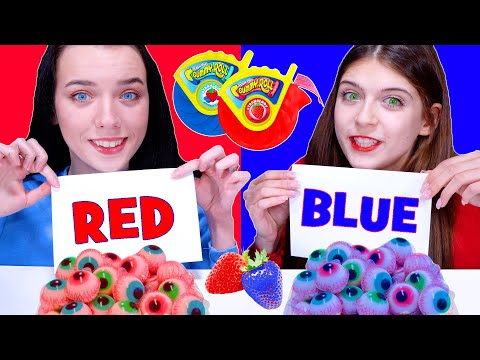 Red VS Blue Food Challenge! Eating Only One Color Food For 24 Hours! Mukbang By LiLiBu