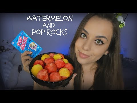 ASMR Eating yellow Watermelon and Pop Rocks | Eating Sound and Popping Sound 🍉
