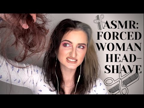 ASMR: FORCED HAIRCUT ON A PRETTY WOMAN | Cruel Head Shave BarberShop | Mean Female Barber, Flirty