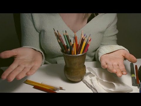 Sharpening pencils ASMR no talking| АСМР заточка карандашей | crispy triggers, scratching|