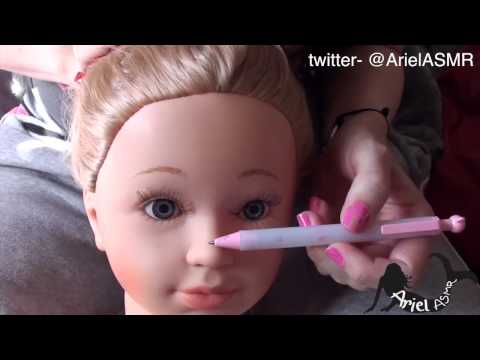 Relaxing doll face massage 3D binaural mouth sounds tapping soft spoken